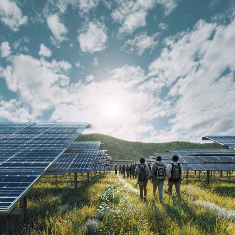 Renewable energy in a bright outdoor setting